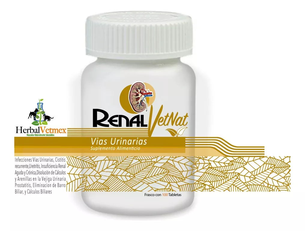 Renal VetNat Suplemento alimenticio, coadyuvante en los problemas renales y urinarios.